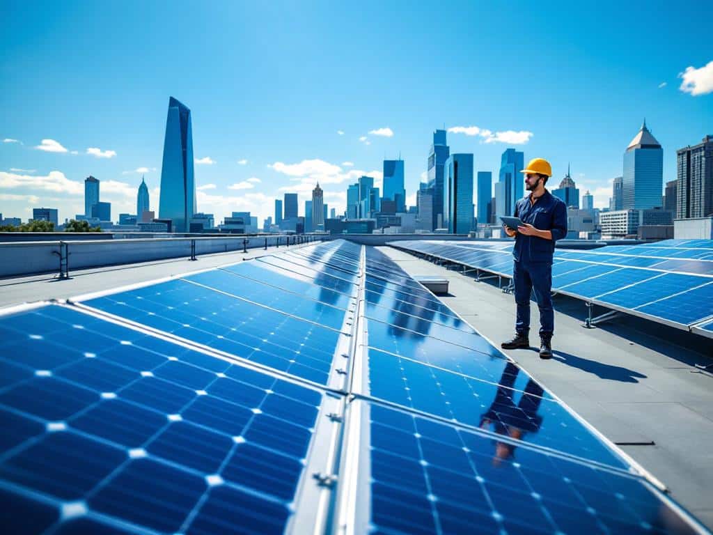 Installation de panneaux photovoltaïques sur toit plat